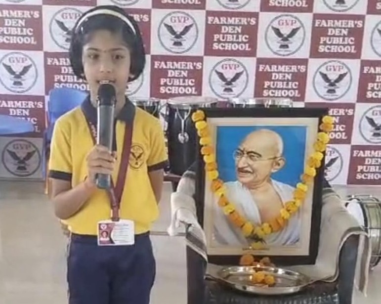 Gandhi Jayanti celebration at English Medium School in Ahmednagar
